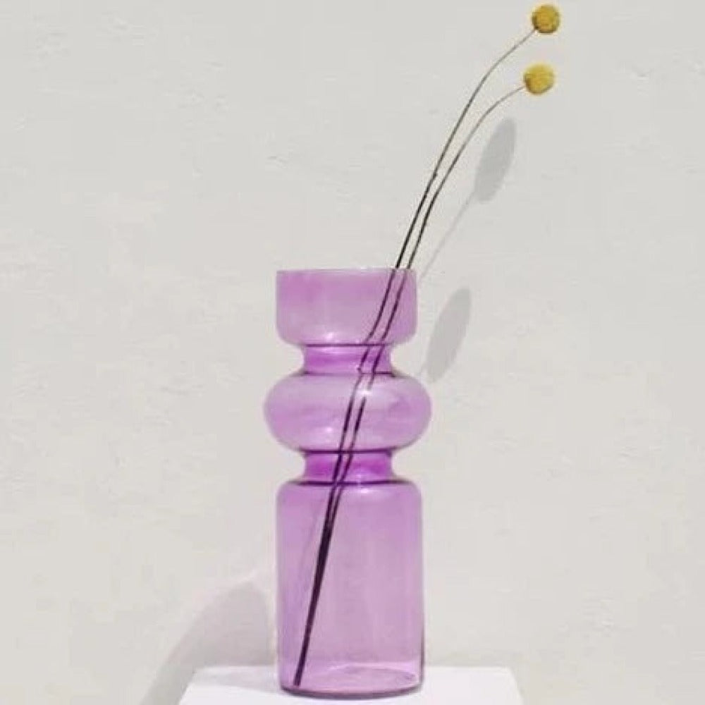 Iris Frosted Glass Vase | Symmetrical Form | Light Play | 11" | Purple & Frosted White | Osmos Studio