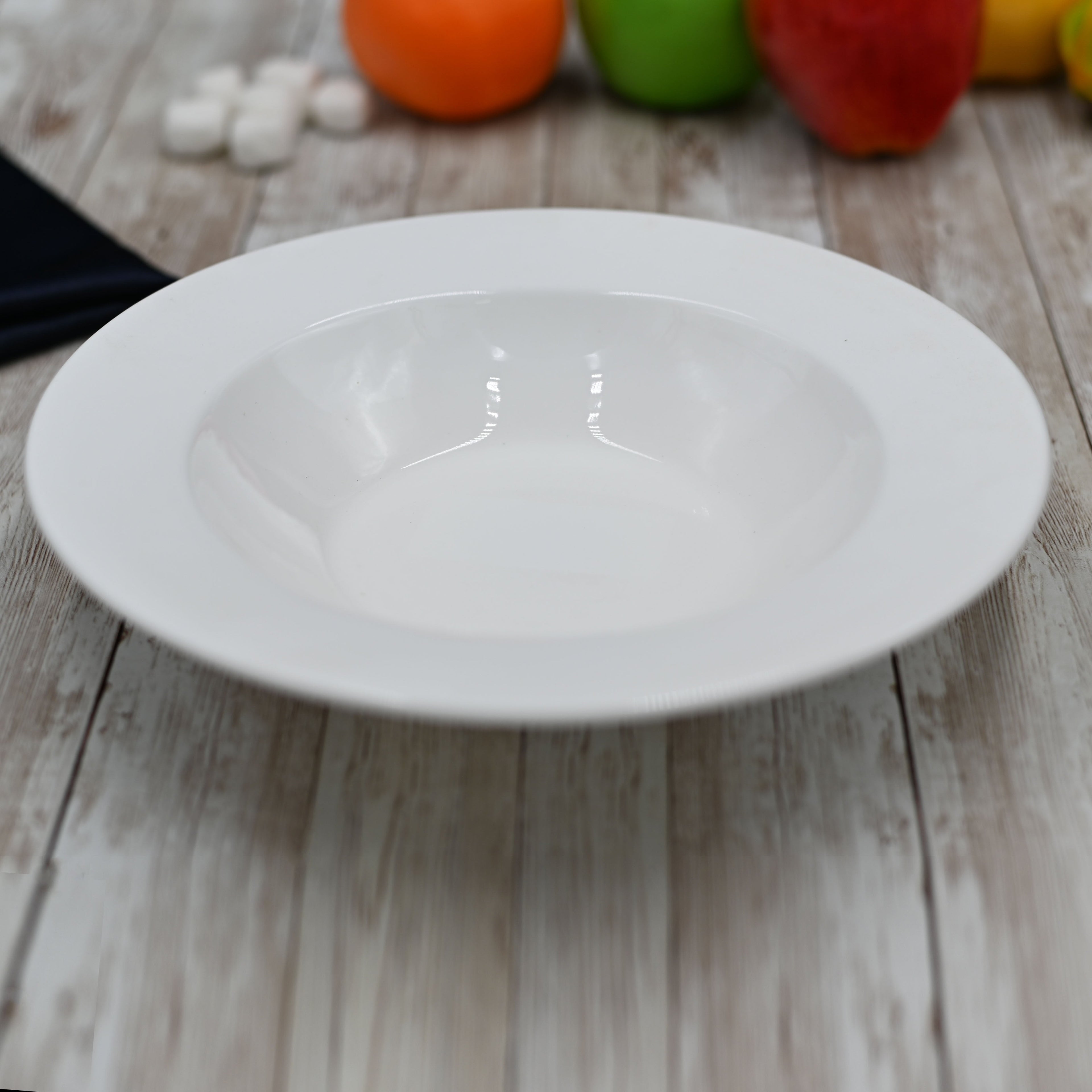 White Fine Porcelain Deep Plate | 9" | 14 Oz | Rolled Rim | Made in England | Sold Individually | Wilmax