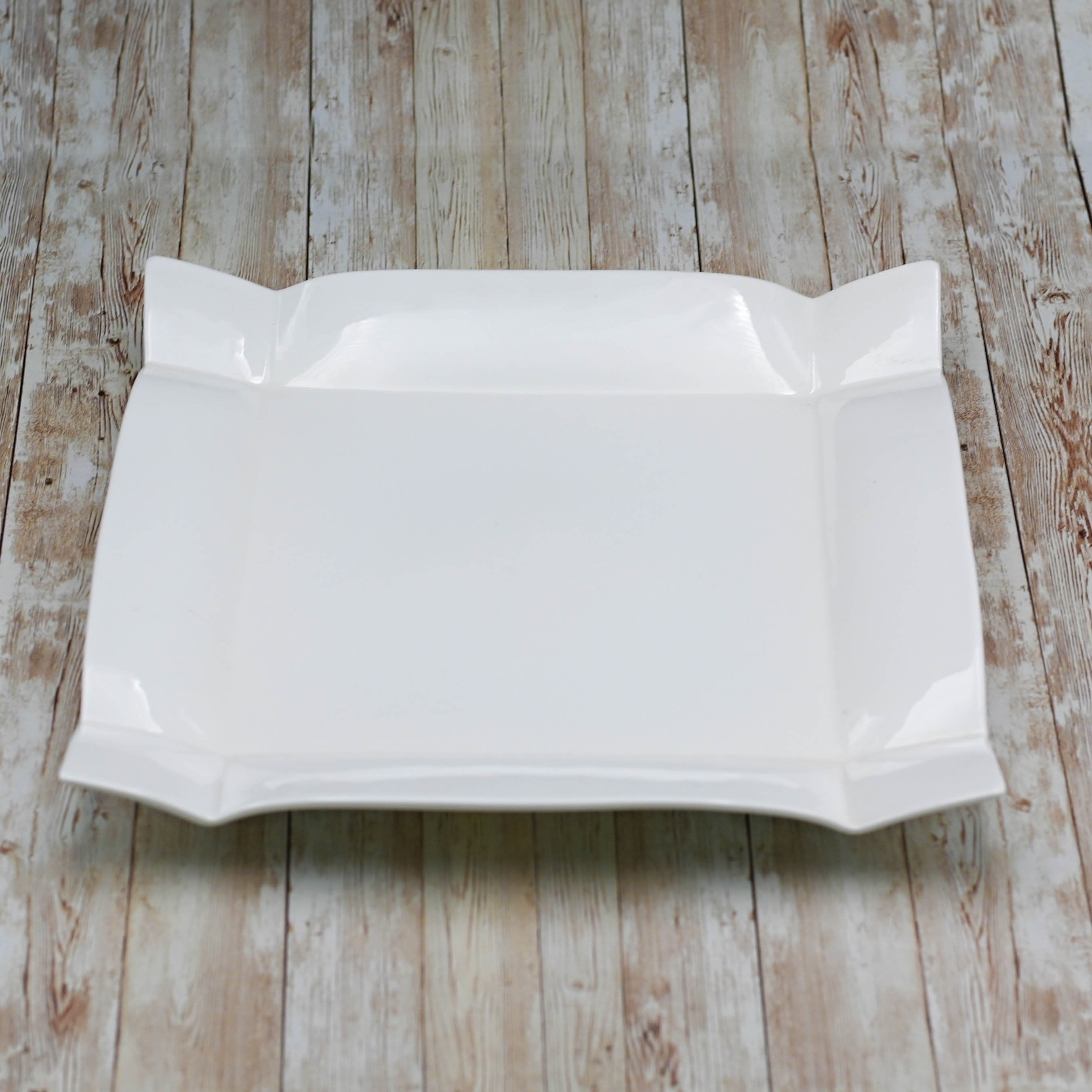 White Square Fine Porcelain Platter | 14" x 14" | Rolled Rim | Hand-Glazed | Oven Dishwasher Safe | Fully Vitrified | WILMAX