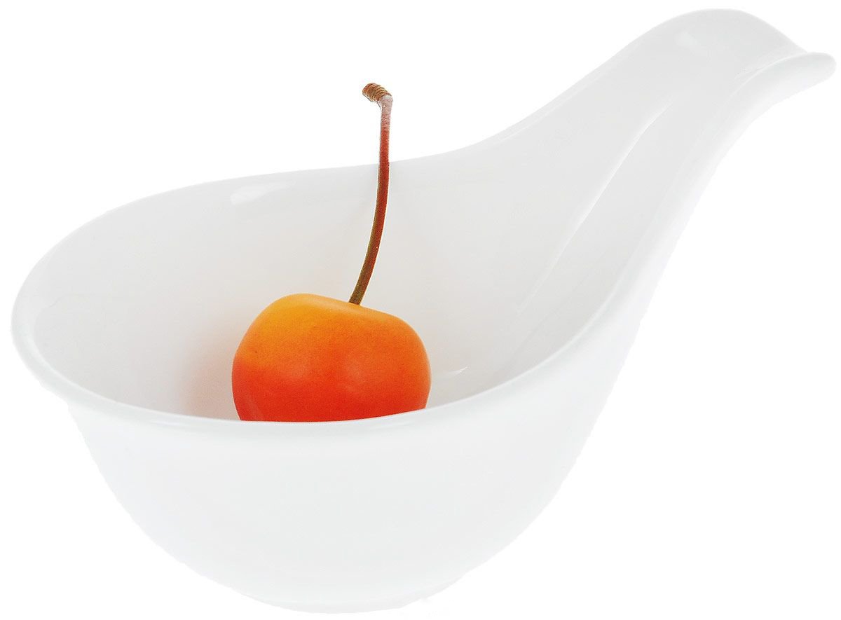White Fine Porcelain Snack Dish with Handle | 5" | 3 Fl Oz | Made in England | Wilmax