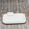 White Fine Porcelain Rectangular Platter with Sauce Compartment | 14" x 8.5" | Made in England | Wilmax