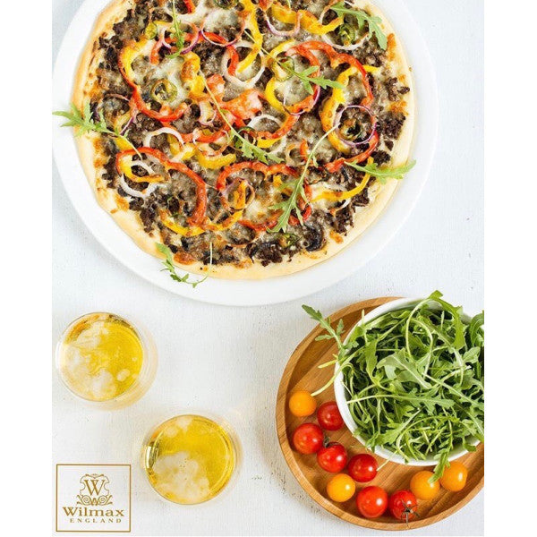 White Personal Pizza Plate 14" | Fine Porcelain | Oven Safe to 572°F | Chip-Resistant | WILMAX
