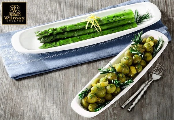 White Fine Porcelain Celery Tray | 11" | Rectangular | Rolled Rim | Oven & Dishwasher Safe | Hand-Glazed | WILMAX