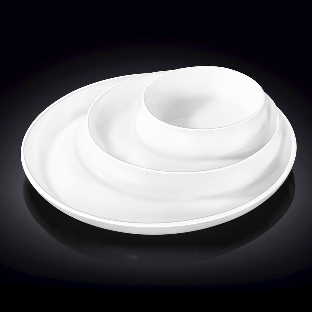 White Fine Porcelain 3-Compartment Divided Dish | 10" | Made in England | Wilmax