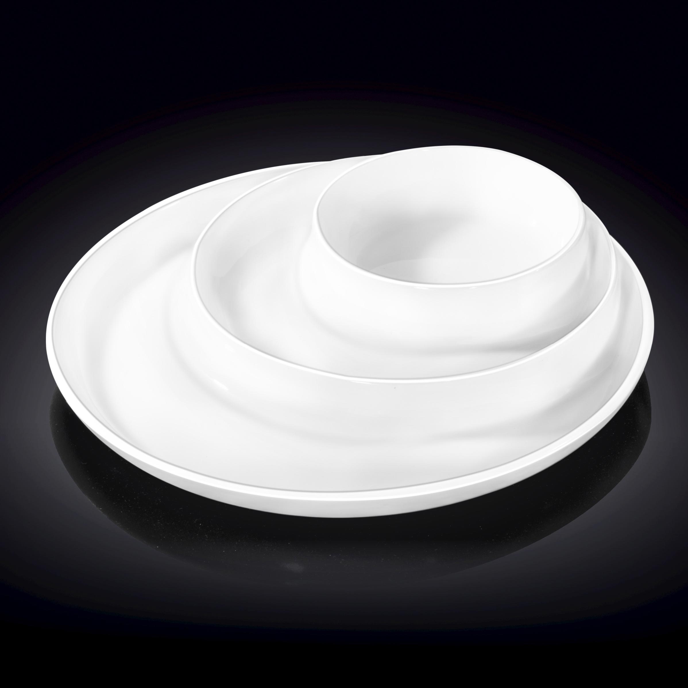 White Fine Porcelain 3-Compartment Divided Dish | 10" | Made in England | Wilmax