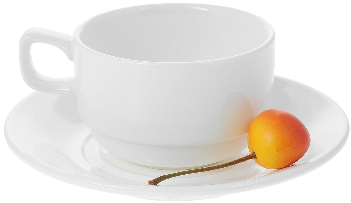 White Fine Porcelain Tea Cup & Saucer | 7 Oz | Made in England | Sold Individually | Wilmax