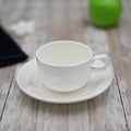 White Fine Porcelain Tea Cup & Saucer | 7 Oz | Made in England | Sold Individually | Wilmax