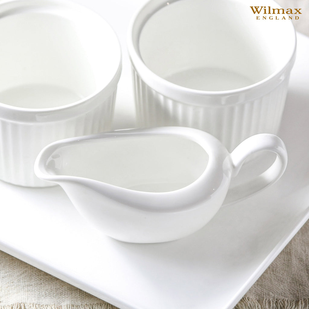 White Fine Porcelain Sauce Boat | 3 Oz | Julia Collection | Made in England | Wilmax