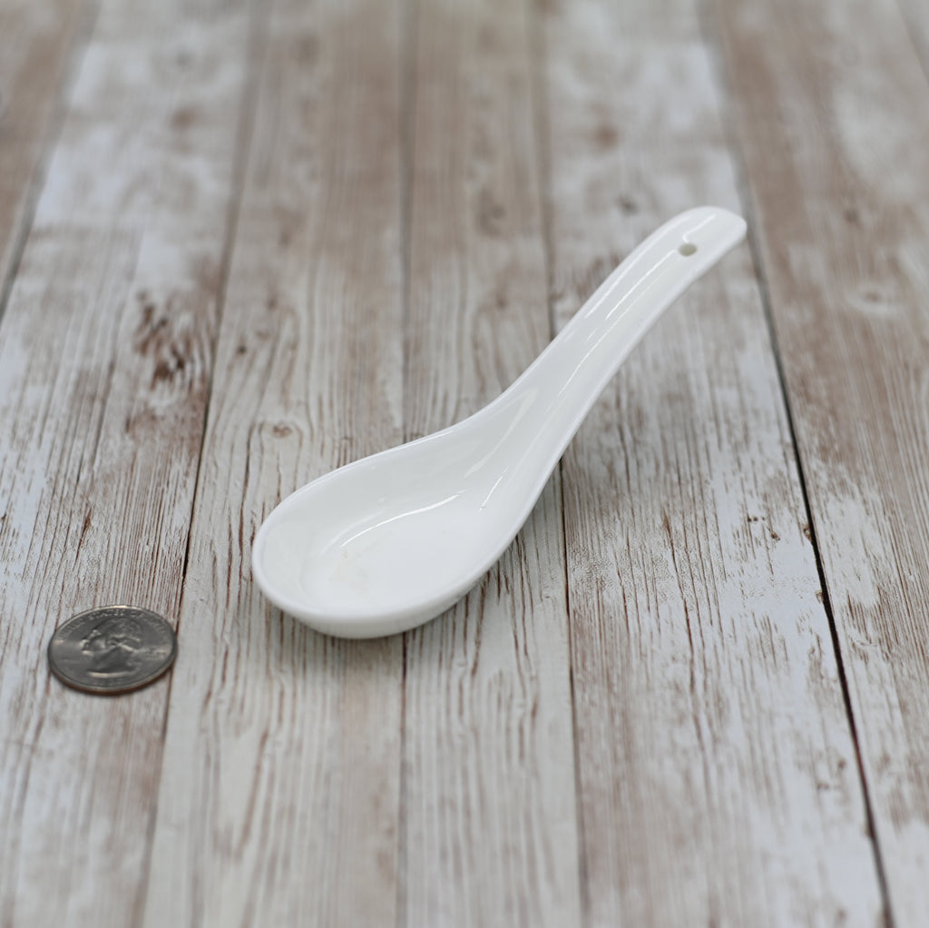 White Fine Porcelain Serving Spoon | 5.5" | Made in England | Sold Individually | Wilmax