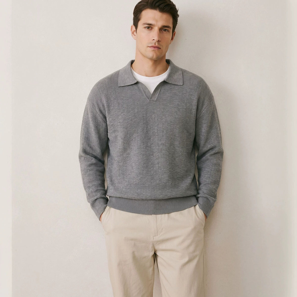 Collar long sleeved sweater