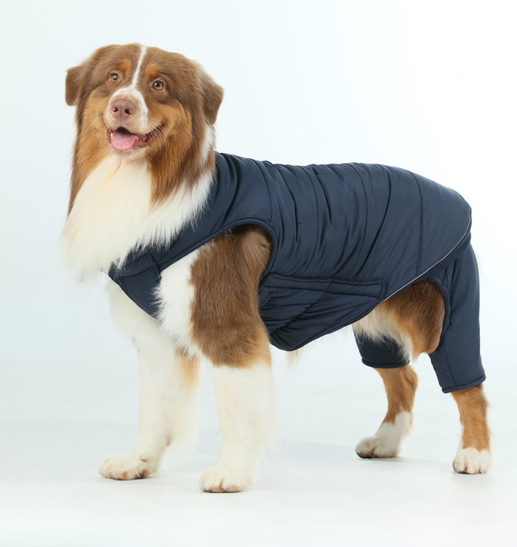 Reversible Dog Vest Jacket | Weatherproof Fleece | Blue | XS–XXL