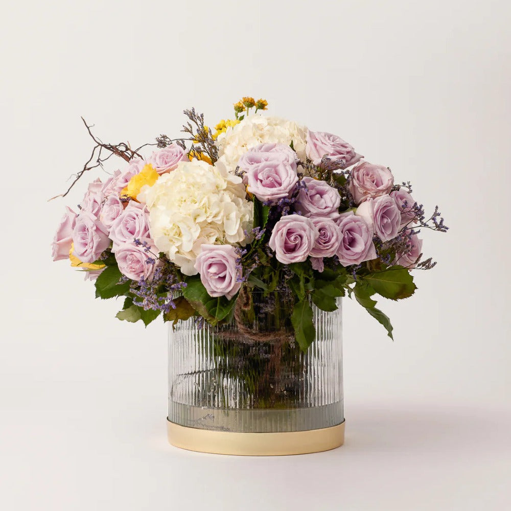 Fluted Hand-Blown Glass Vase | Clear Glaze | Ribbed Edges | Artisan Crafted | Fleck by Powered by People