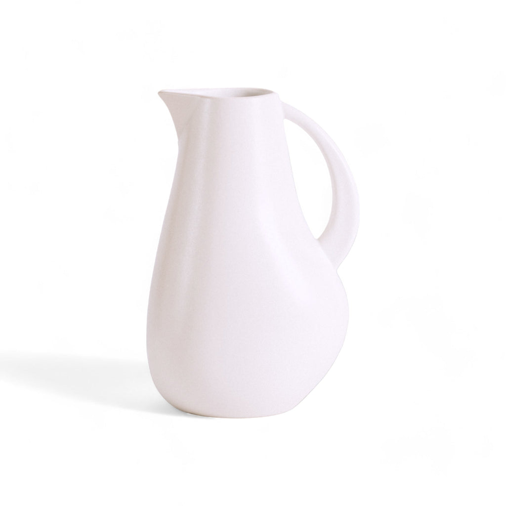 Kuduo Stoneware Pitcher | 64 oz | Matte White or Black | Gharyan Stoneware | Tunisia