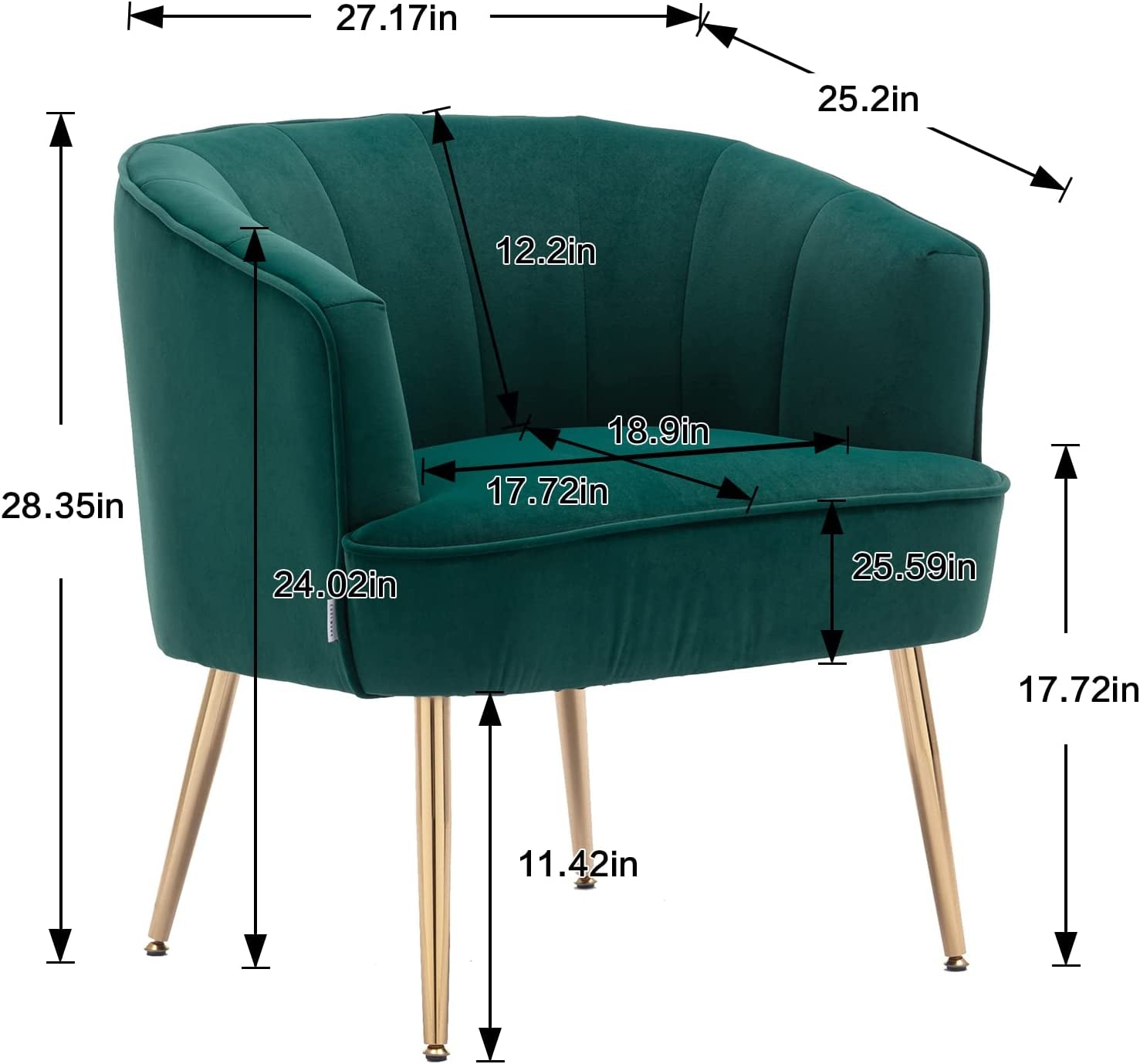 Green Velvet Accent Chair With Gold Legs For Living Room Furniture