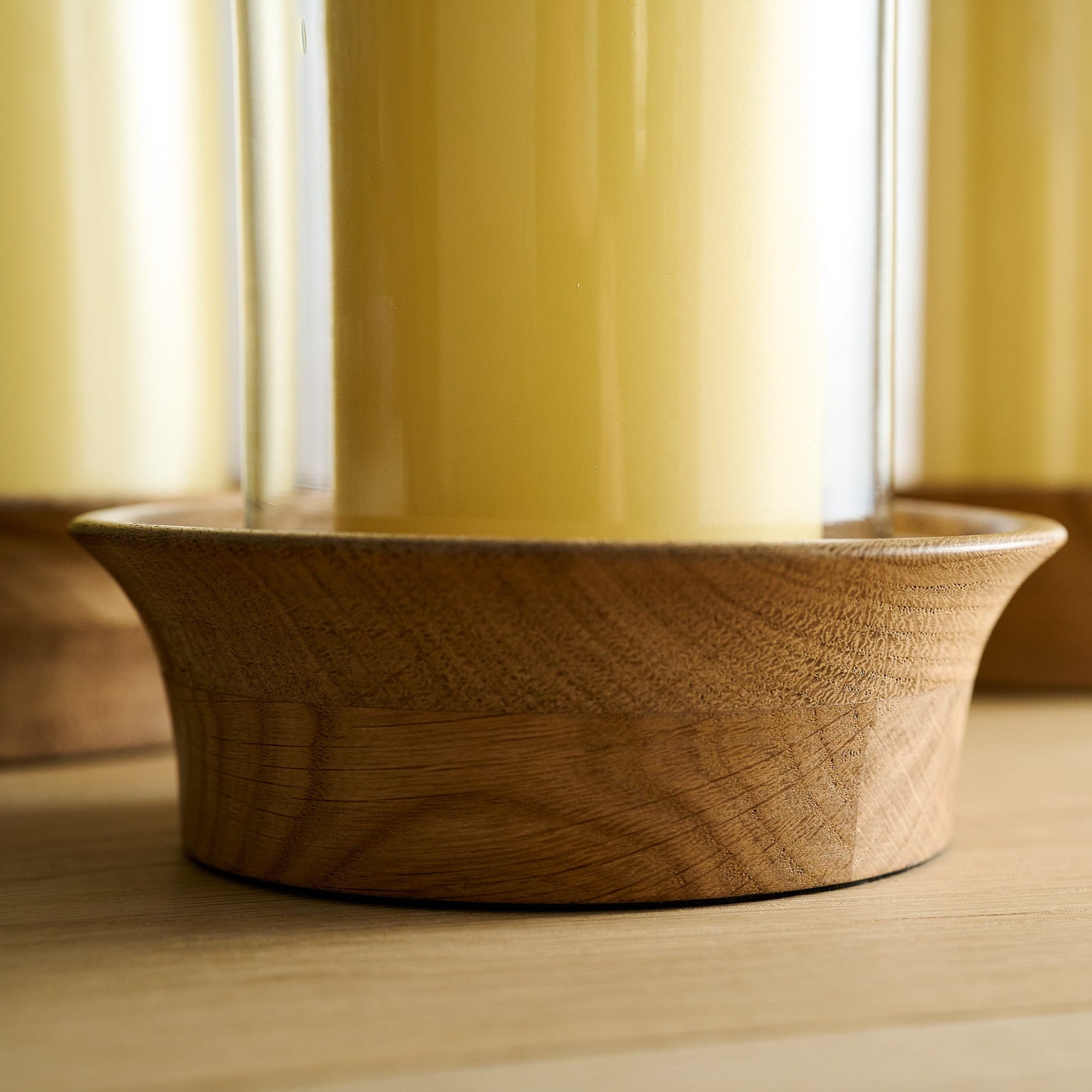 Arbor Hurricane Candleholder | Glass & Natural Oak | 3 Sizes | Handcrafted | Powered by People