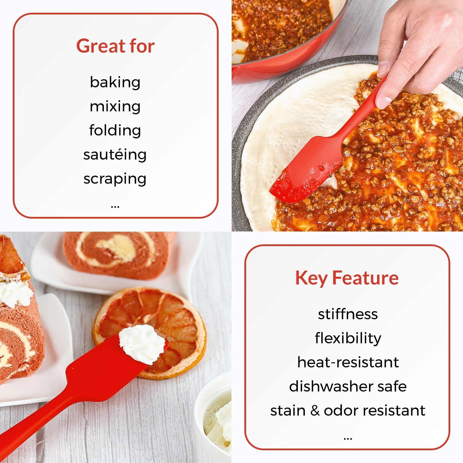 3-Piece Silicone Spatula Set | Heat Resistant to 600°F | BPA-Free | Dishwasher Safe | 6 Colors