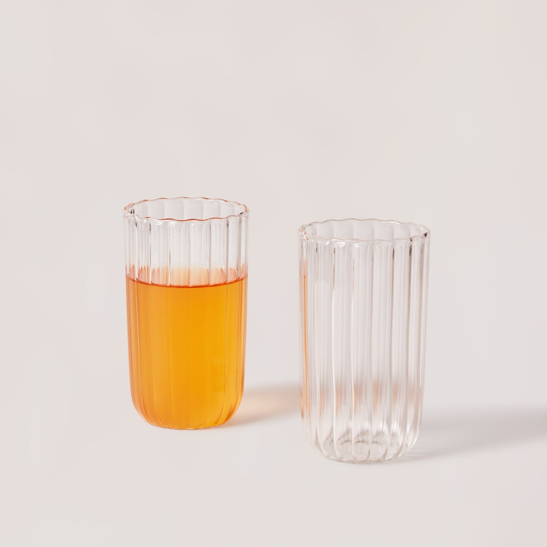 Kira Tall Tumbler | Set of 4 | Mouth-Blown Borosilicate Glass | Fleck