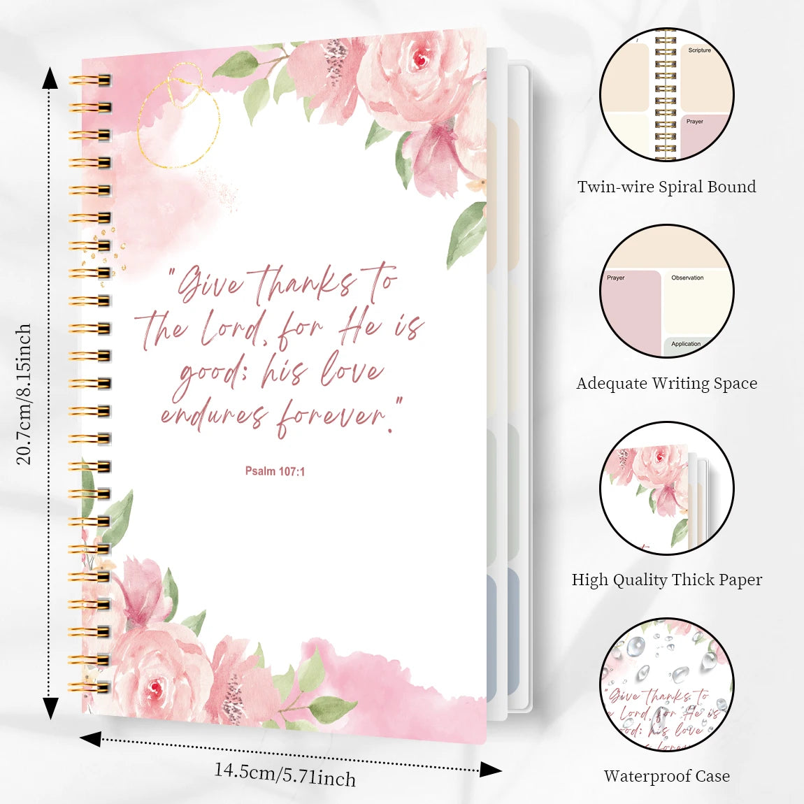 Bible Study Journal A5 Spiral Notebook Christian Devotional Planner