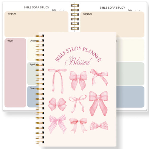 Christian Bible Study Journal Notebook with SOAP Method, Floral Spiral
