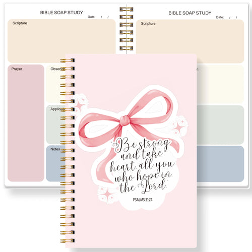 Christian Bible Study Journal Notebook with SOAP Method, Floral Spiral