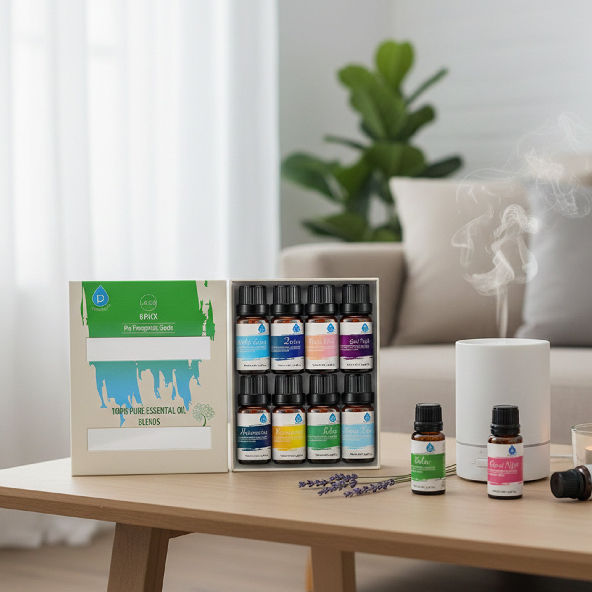 8-Pack Pure Essential Oil Blends | Deep Muscle Relief, Relax, Detox, Good Night, Breath Easy, Harmonize, Rejuvenate & Stress Free | PURSONIC
