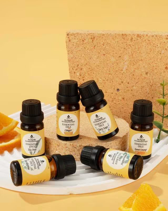 Pet-Friendly Aromatherapy Essential Oils | 6-Pack | Cedarwood, Chamomile, Frankincense, Ginger, Lavender & Rosemary | PURSONIC