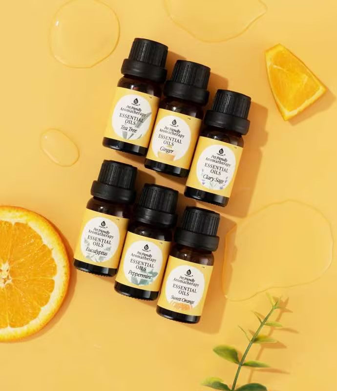 Pet-Friendly Aromatherapy Essential Oils | 6-Pack | Cedarwood, Chamomile, Frankincense, Ginger, Lavender & Rosemary | PURSONIC