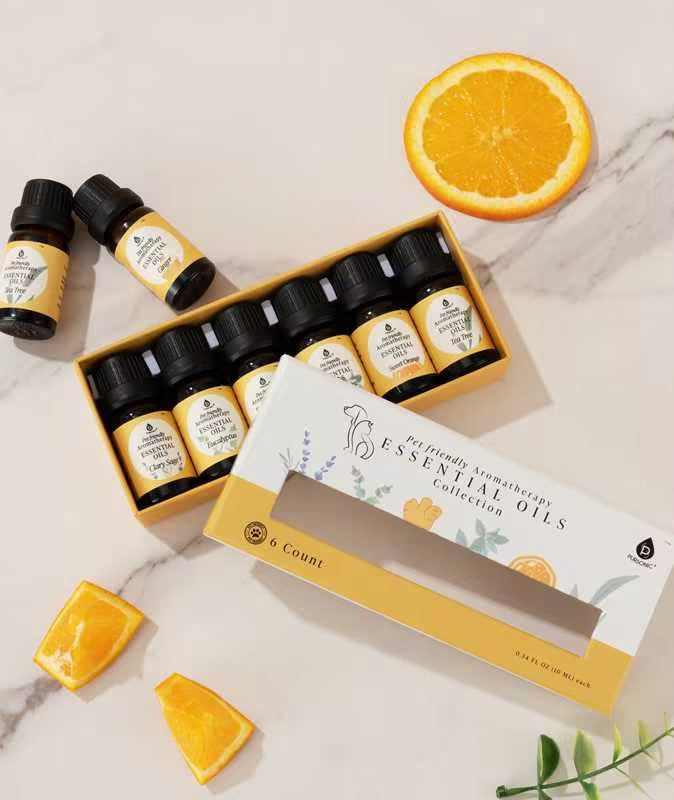 Pet-Friendly Aromatherapy Essential Oils | 6-Pack | Cedarwood, Chamomile, Frankincense, Ginger, Lavender & Rosemary | PURSONIC