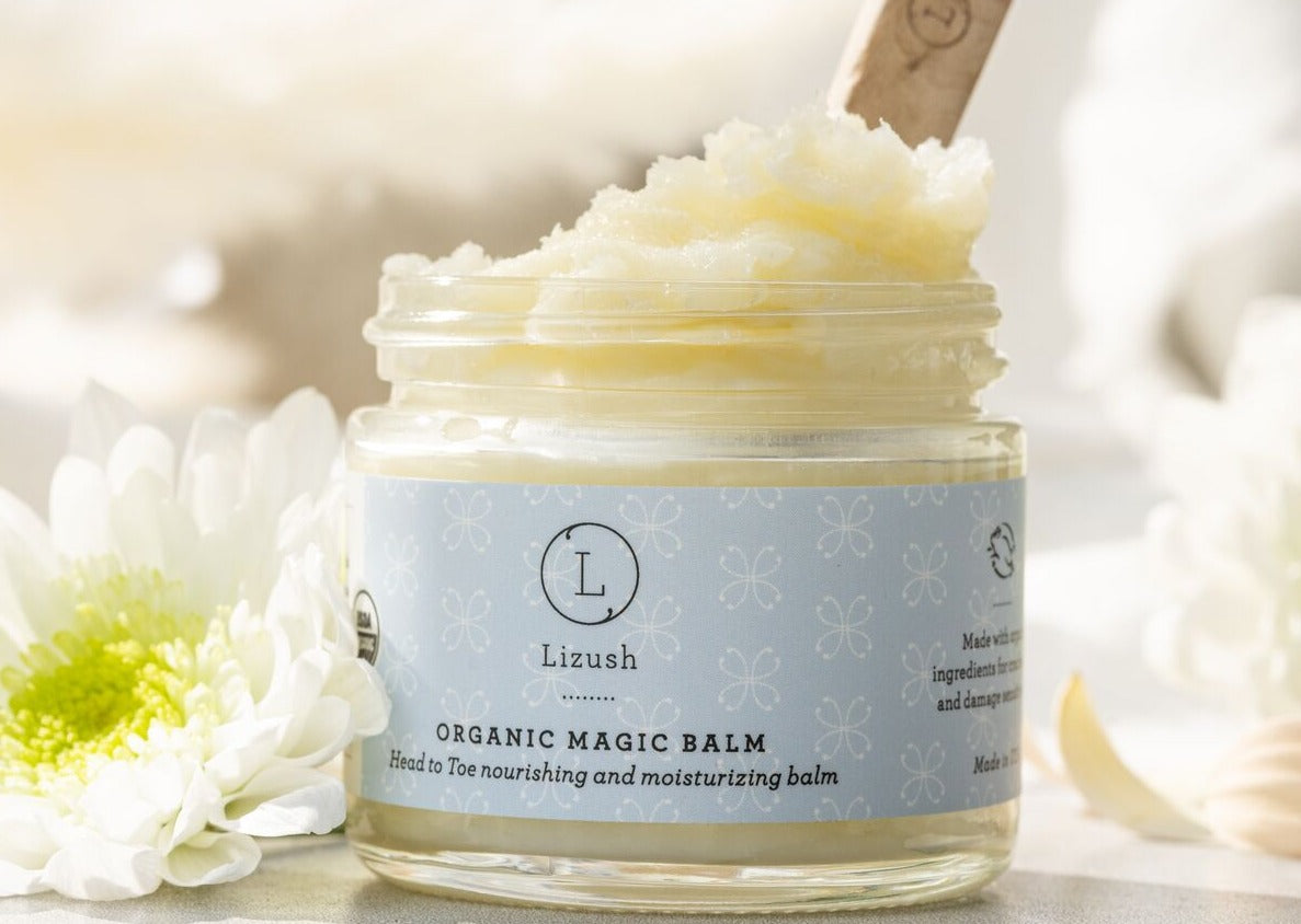 USDA Organic Magic Balm | Head-to-Toe | Oat & Calendula, Comfrey, Cocoa Butter | Eczema & Dry Skin | No Preservatives | 2 oz | Made in USA | Lizush