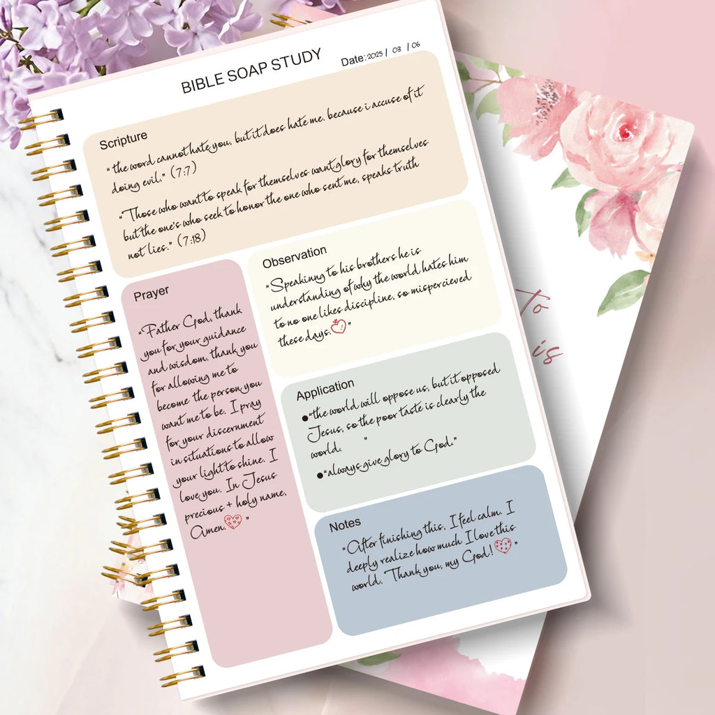Bible Study Journal A5 Spiral Notebook Christian Devotional Planner