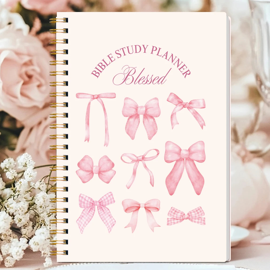 Christian Bible Study Journal Notebook with SOAP Method, Floral Spiral