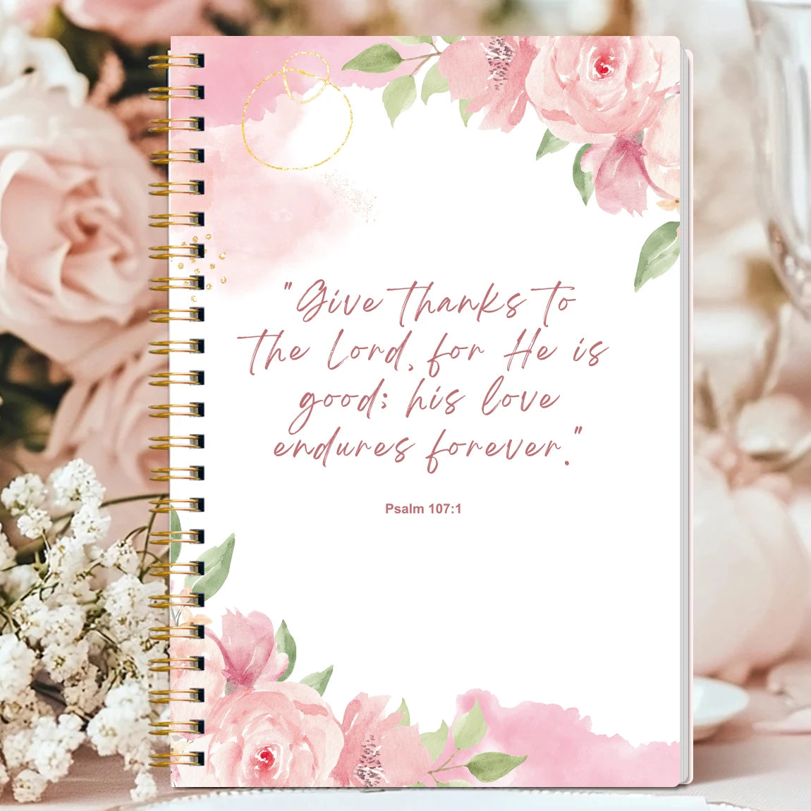 Christian Bible Study Journal Notebook with SOAP Method, Floral Spiral