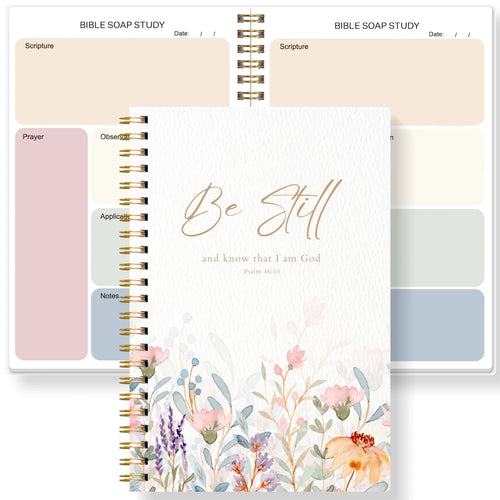 Christian Bible Study Journal Notebook with SOAP Method, Floral Spiral