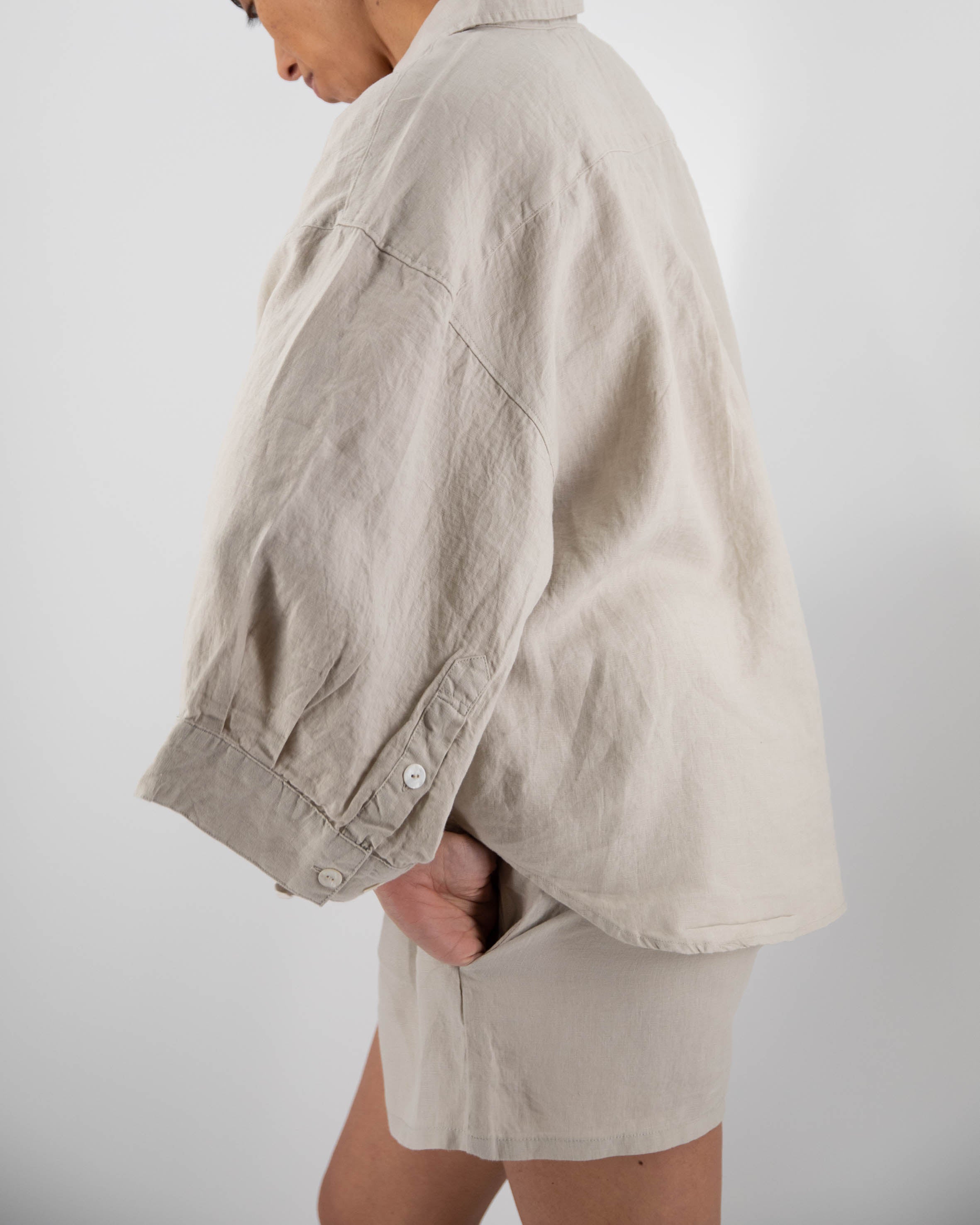 Agnes Linen Top | 100% French Flax | Oversized Button-Down | Mother of Pearl Buttons | Billowing Arms | 12 Colors | Sunday Morning