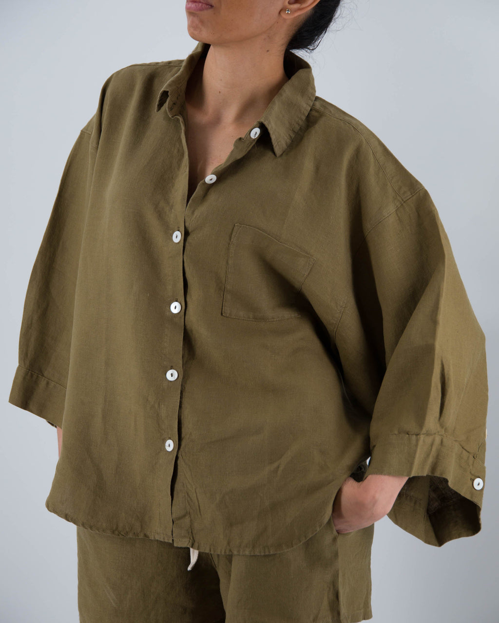 Agnes Linen Top | 100% French Flax | Oversized Button-Down | Mother of Pearl Buttons | Billowing Arms | 12 Colors | Sunday Morning