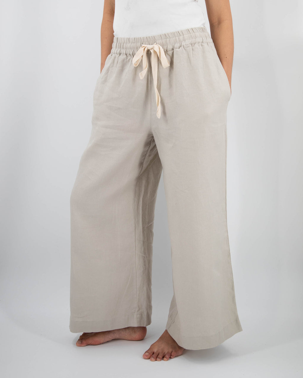 Ava Wide Leg Linen Pant | 100% French Flax | Elasticated Drawstring Waist | Full Length | 12 Colors | S/M–M/L | Sunday Morning