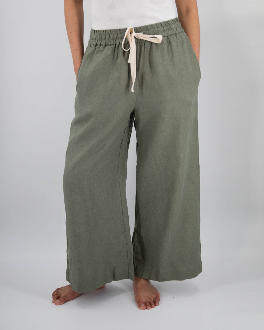 Ava Wide Leg Linen Pant | 100% French Flax | Elasticated Drawstring Waist | Full Length | 12 Colors | S/M–M/L | Sunday Morning