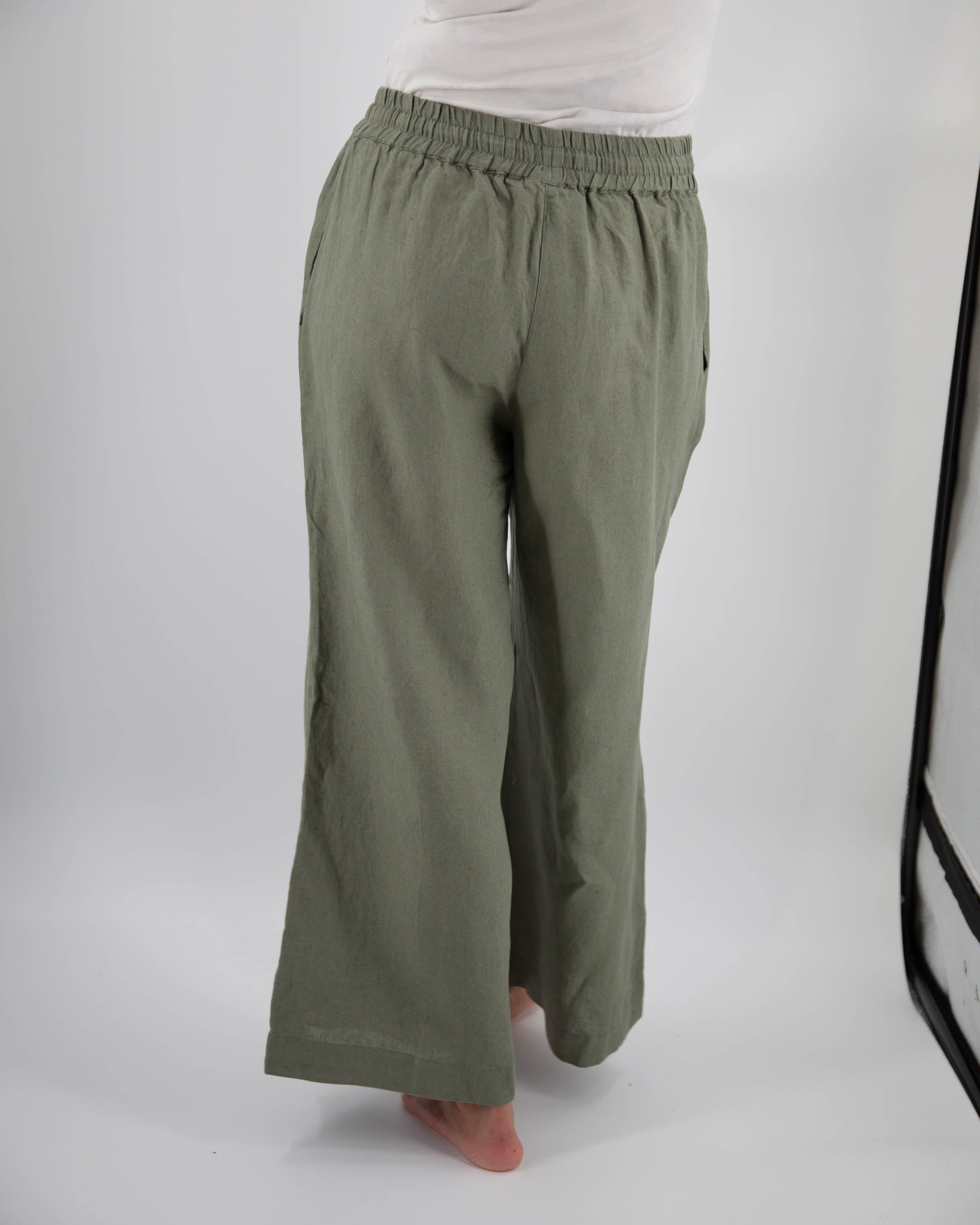 Ava Wide Leg Linen Pant | 100% French Flax | Elasticated Drawstring Waist | Full Length | 12 Colors | S/M–M/L | Sunday Morning