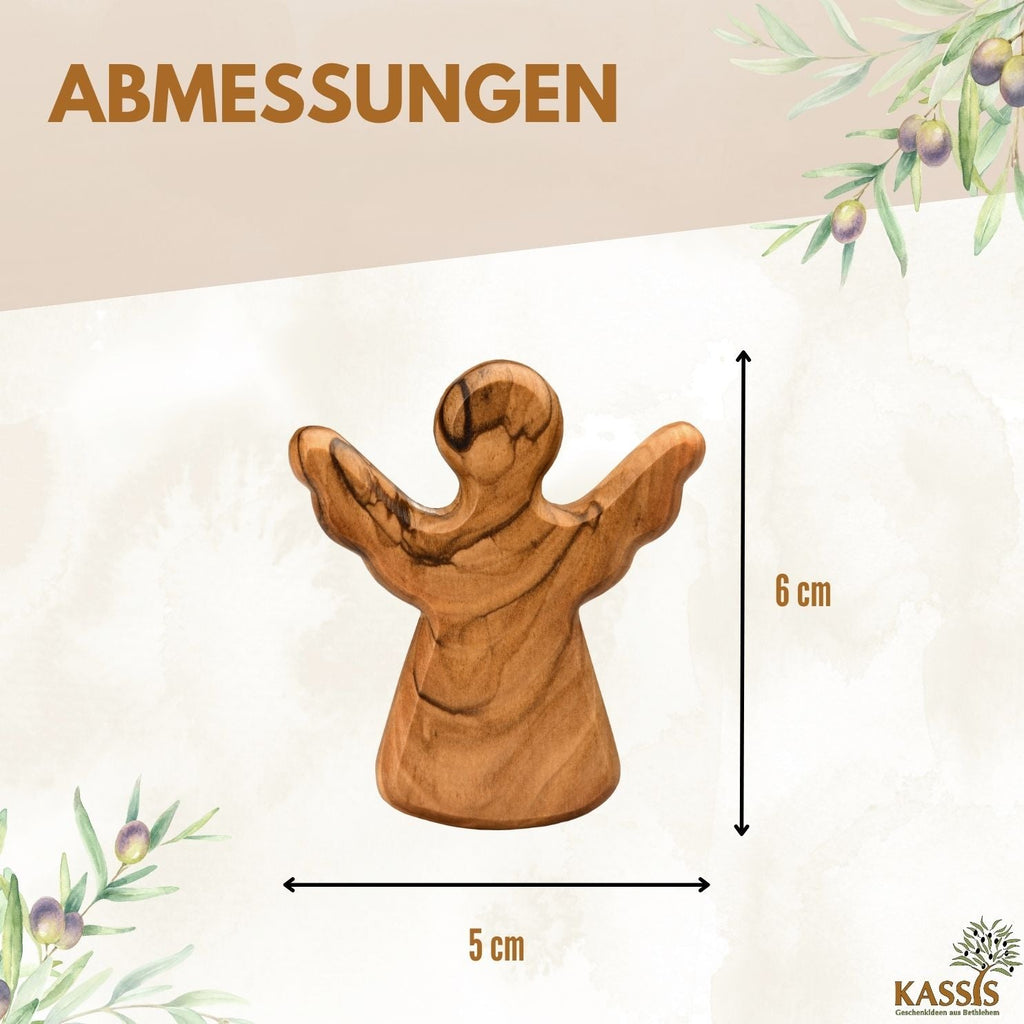 Second Quality: Hand-Carved Olive Wood Angel with Minor Imperfections