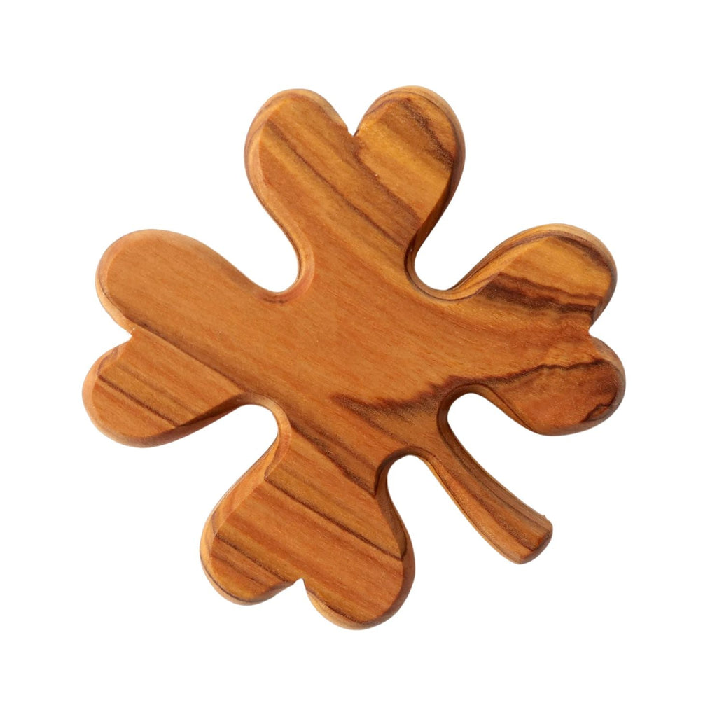 Hand-Carved Olive Wood Clover Keepsake from Bethlehem