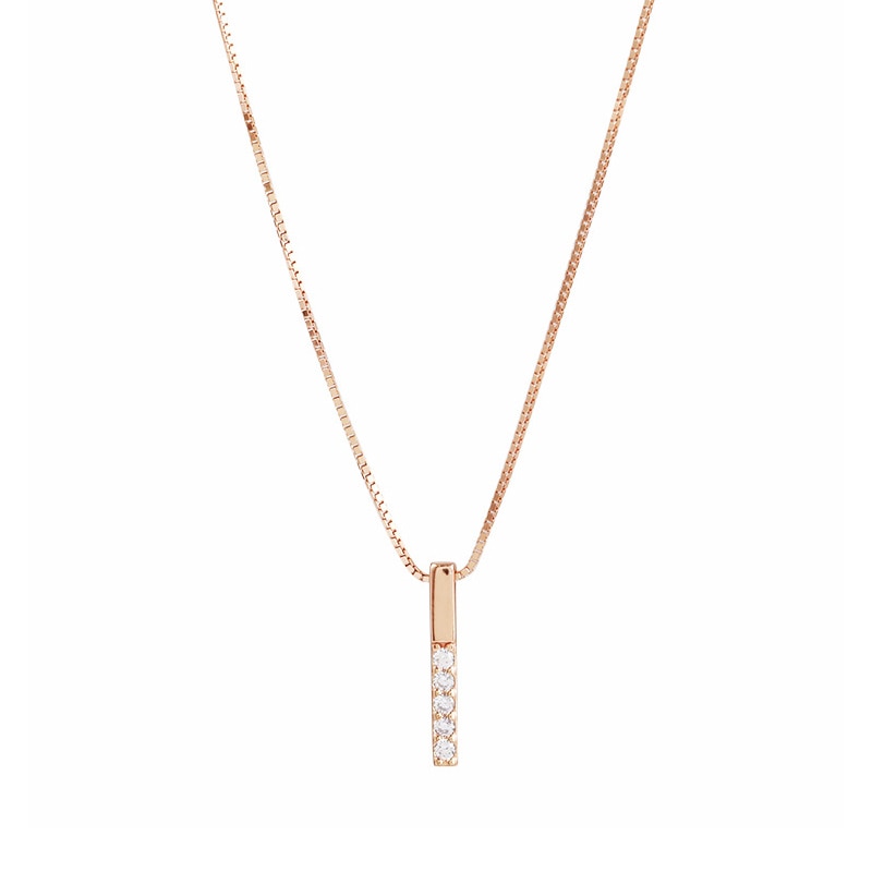 ANENJERY Simple Strip Geometric Cubic Zircon Necklace Silver Color Clavicle Chain Charm Necklace For Women S-N545