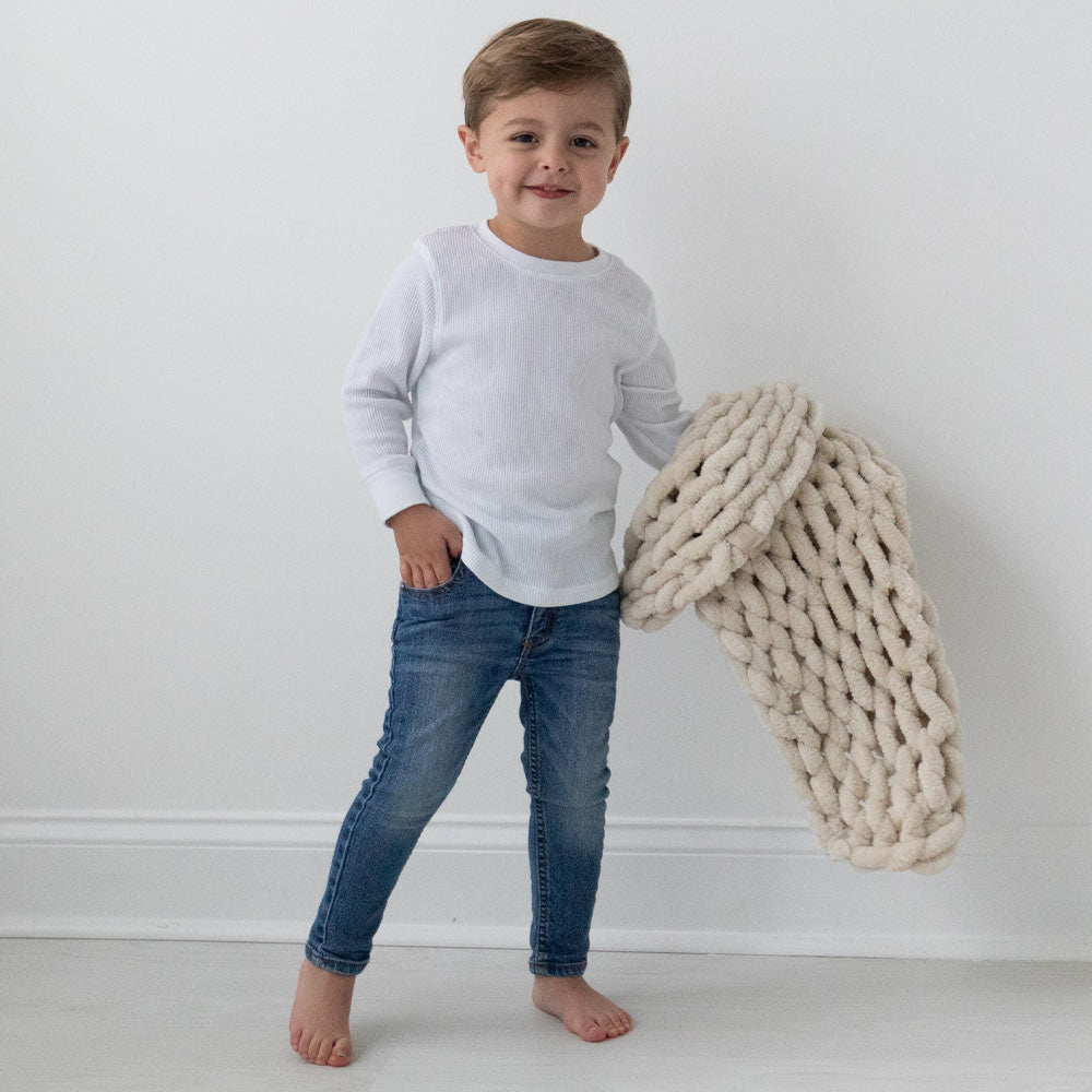 Infinite Chunky Knit Blanket – Minky Cuddle | Sand