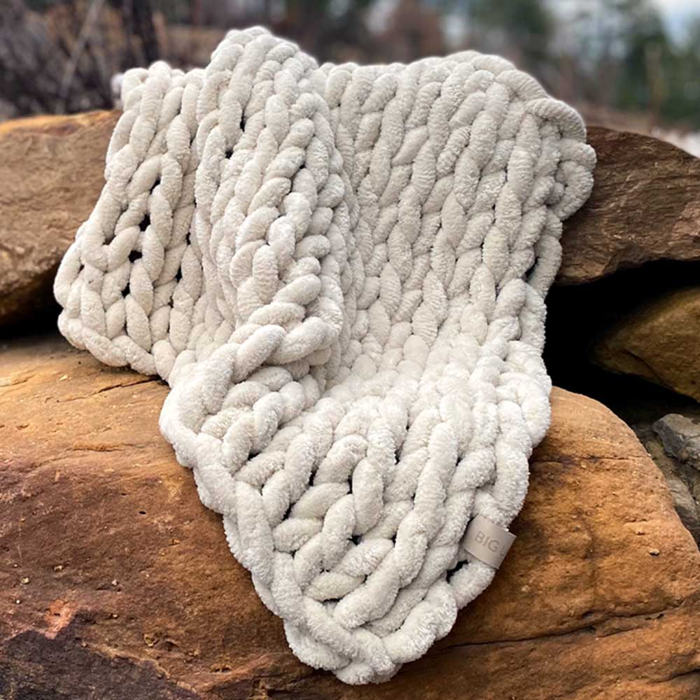 Infinite Chunky Knit Blanket – Minky Cuddle | Sand
