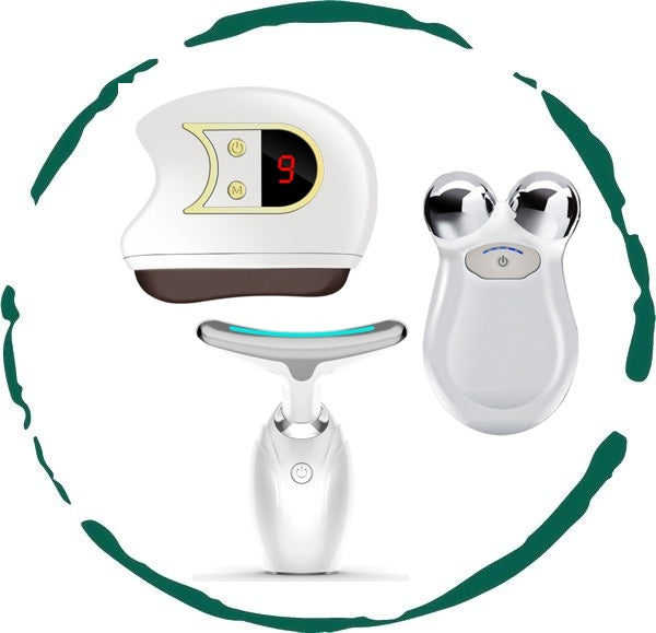 Lift, Sculpt & Glow Toolkit | 3-Device At-Home Spa Bundle | LED Therapy + Electric Gua Sha + Microcurrent | BeNat