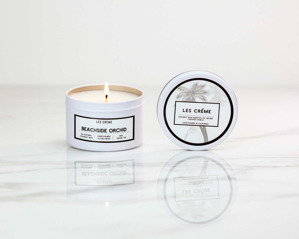 Beachside Orchid Coconut Wax Candle | Toxin-Free | Sea Salt, Orchid & Orange | Tropical Paradise | Les Crème