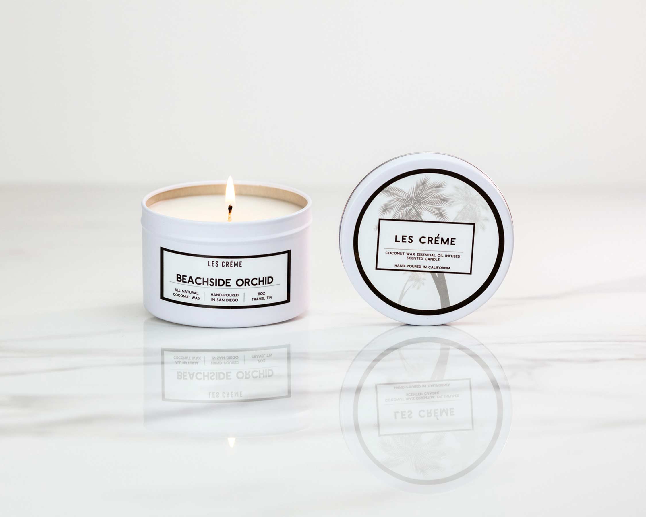 Beachside Orchid Coconut Wax Candle | Toxin-Free | Sea Salt, Orchid & Orange | Tropical Paradise | Les Crème