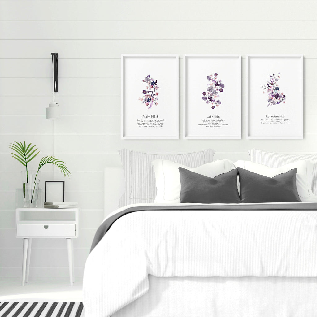 Bible wall art for bedroom | set of 3 wall art prints