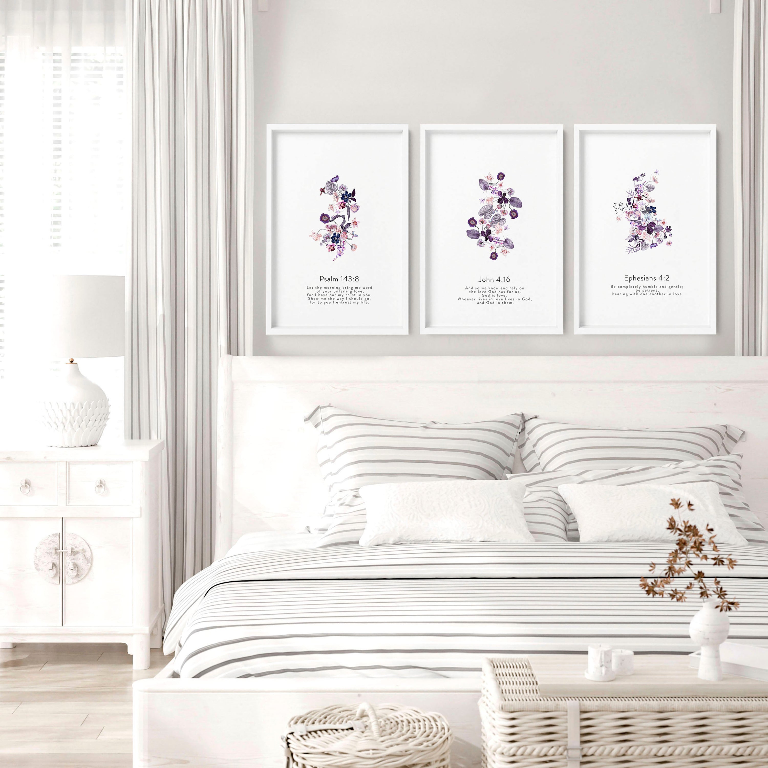 Bible wall art for bedroom | set of 3 wall art prints