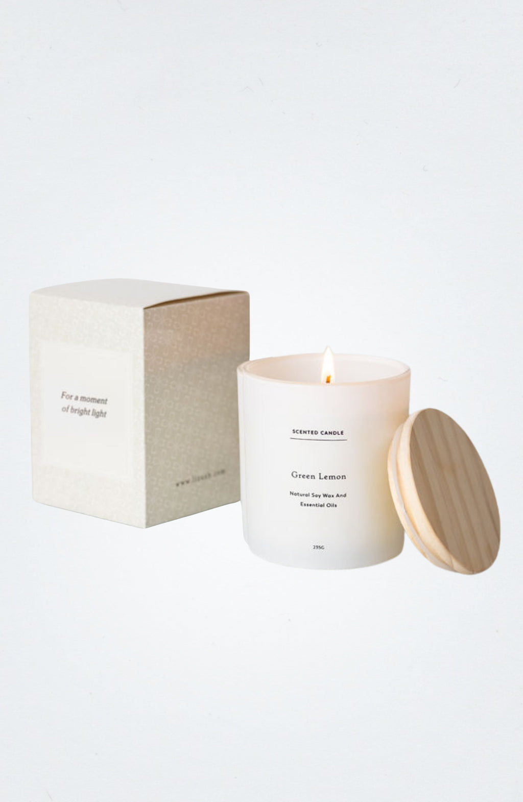 Green Lemon Soy Candle | 9 oz | Handmade | Glass Jar with Wooden Lid | 100% Natural | Lizush
