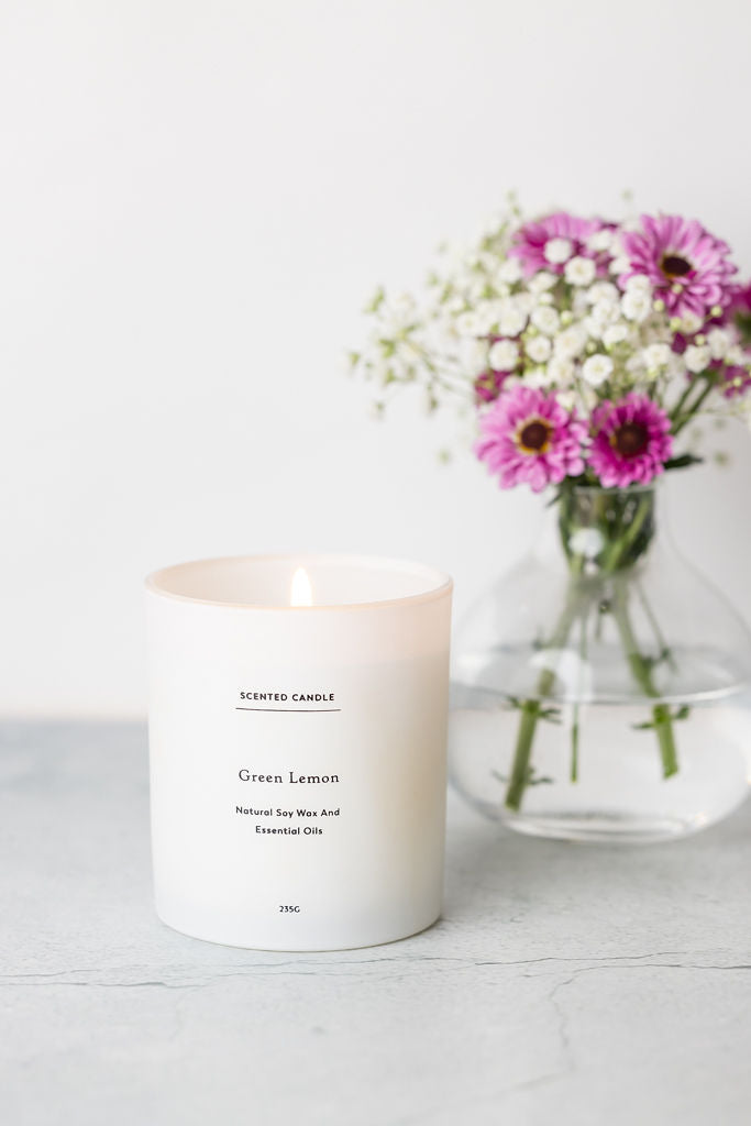 Green Lemon Soy Candle | 9 oz | Handmade | Glass Jar with Wooden Lid | 100% Natural | Lizush
